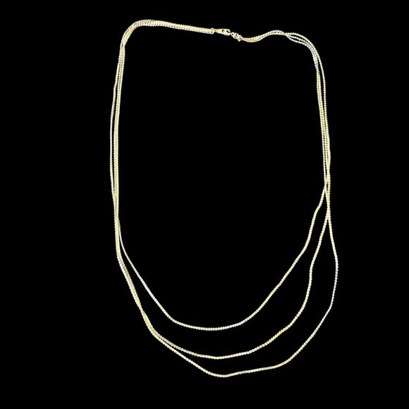 1950s VTG Trifari 3 Strand Long Serpentine Chain Necklace Silver 30" Layered 50s - Picture 3 of 10